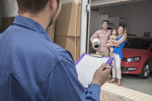Man with van loading furniture in a Tolworth residential street