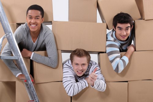 Packing boxes and furniture for a Tolworth house move