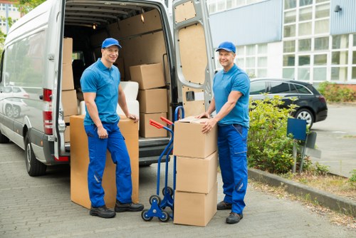 Loading boxes and furniture for movers in Tolworth